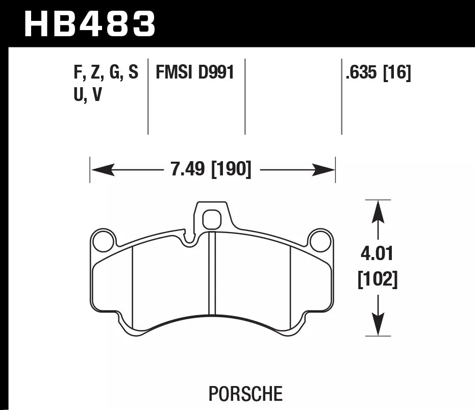 HAWK HB483D.635 Гальмівні Колодки Задні ER-1 Endurance Racing для PORSCHE Carrera GT Base 5.7L 2004-2005 Photo-1