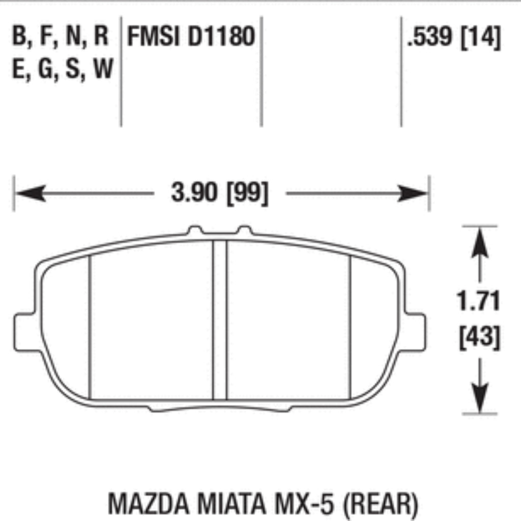 HAWK HB523N.539 Задні гальмівні колодки HP+ для MAZDA MX-5 (NC / ND) 2005+ Photo-1