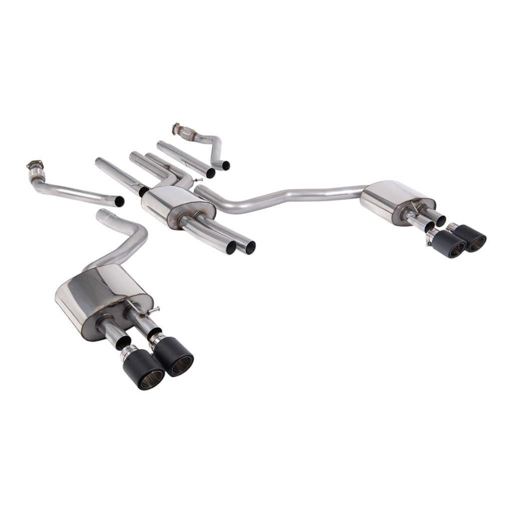 MILLTEK SSXAU1059 Вихлопна система Cat-Back, 2.76" (насадки JET-100, карбон) для AUDI A6 3.0L TFSI S-Line (C7.5) 2015-2018 Photo-0