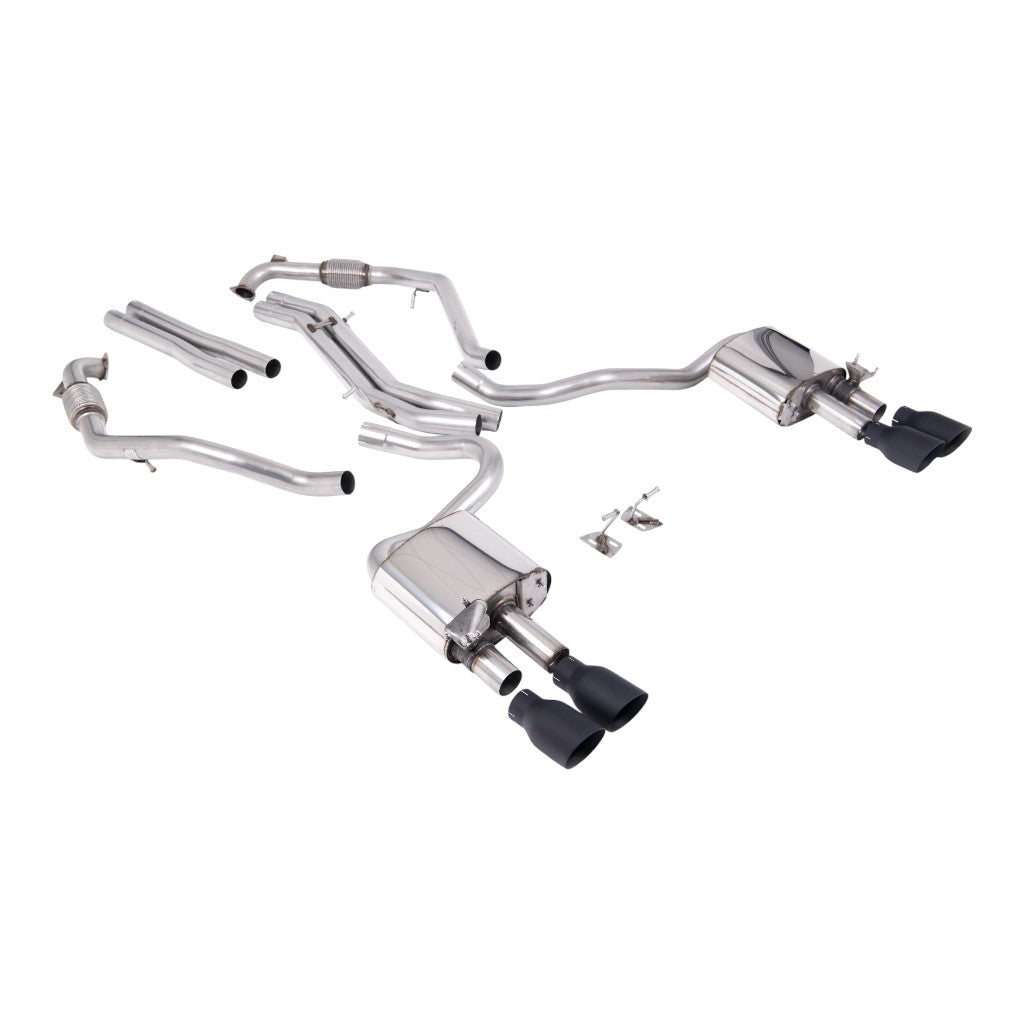 MILLTEK SSXAU1114 Вихлопна система Cat-Back, 2.5" (насадки GT-100, чорний Cerakote) для AUDI S5 (B9) 2017- Photo-0
