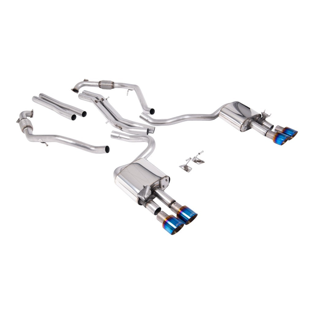 MILLTEK SSXAU1116 Вихлопна система Cat-Back, 2.5" (насадки GT-100, синій титан) для AUDI S5 (B9) 2017- Photo-0