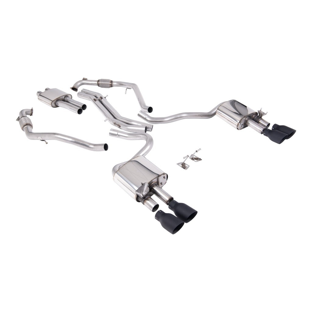 MILLTEK SSXAU1121 Вихлопна система Cat-Back, 2.5" (насадки GT-100, чорний Cerakote) для AUDI S5 (B9) 2017- Photo-0