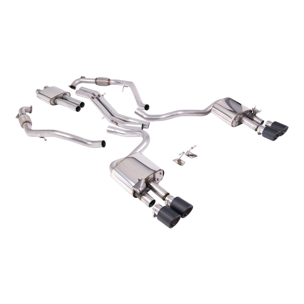 MILLTEK SSXAU1124 Вихлопна система Cat-Back, 2.5" (насадки JET-100, карбон) для AUDI S5 (B9) 2017- Photo-0