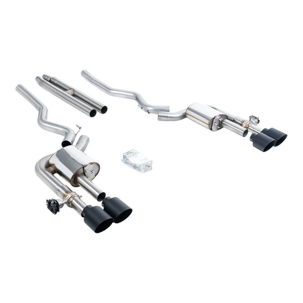MILLTEK SSXFD421 Вихлопна система Cat-Back, 2.76" (насадки GT-115, чорний Cerakote) для FORD Mustang Dark Horse (S650) / Mach 1 (S550) Photo-0