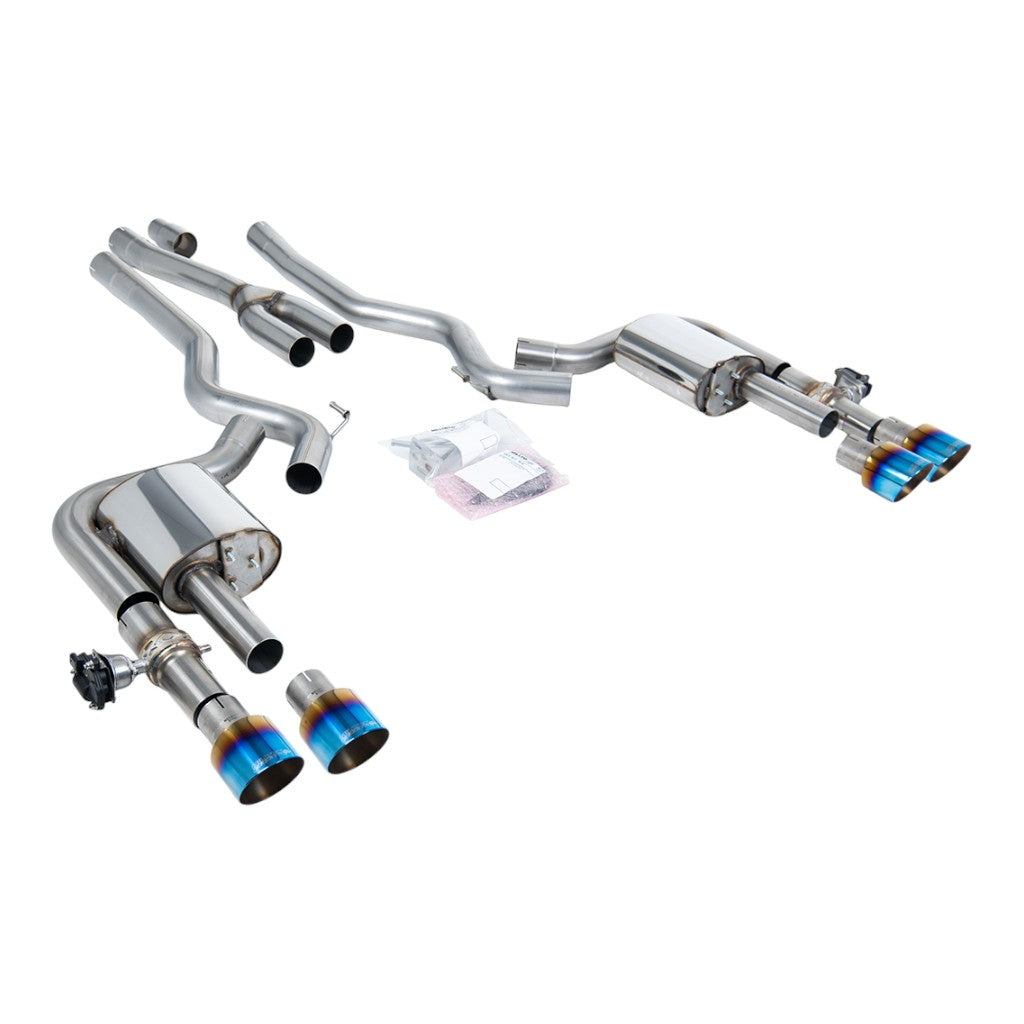 MILLTEK SSXFD438 Вихлопна система Cat-Back, 2.76" (насадки GT-100, синій титан) для FORD Mustang 2.3L Fastback (S650) 2024- Photo-0