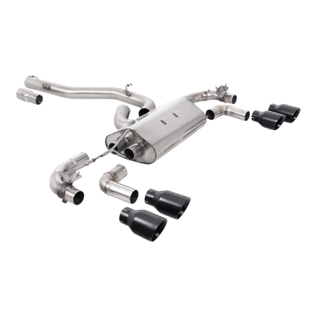 MILLTEK SSXVW645 Вихлопна система Cat-Back, 3.15" (насадки GT-100, чорний Cerakote) для VW Golf R (MK7.5) Photo-0