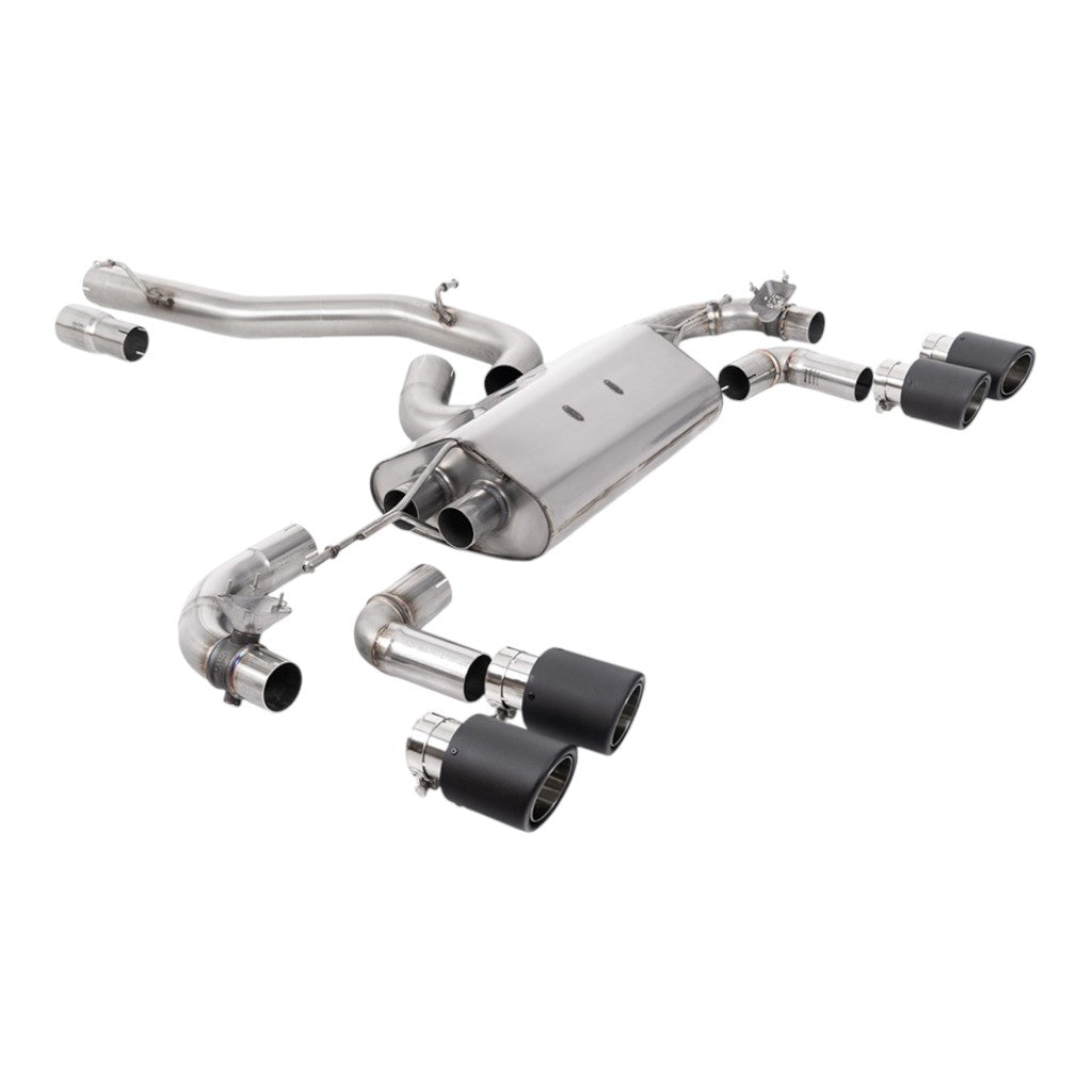 MILLTEK SSXVW649 Вихлопна система Cat-Back, 3.15" (насадки JET-100, карбон) для VW Golf R (MK7.5) Photo-0