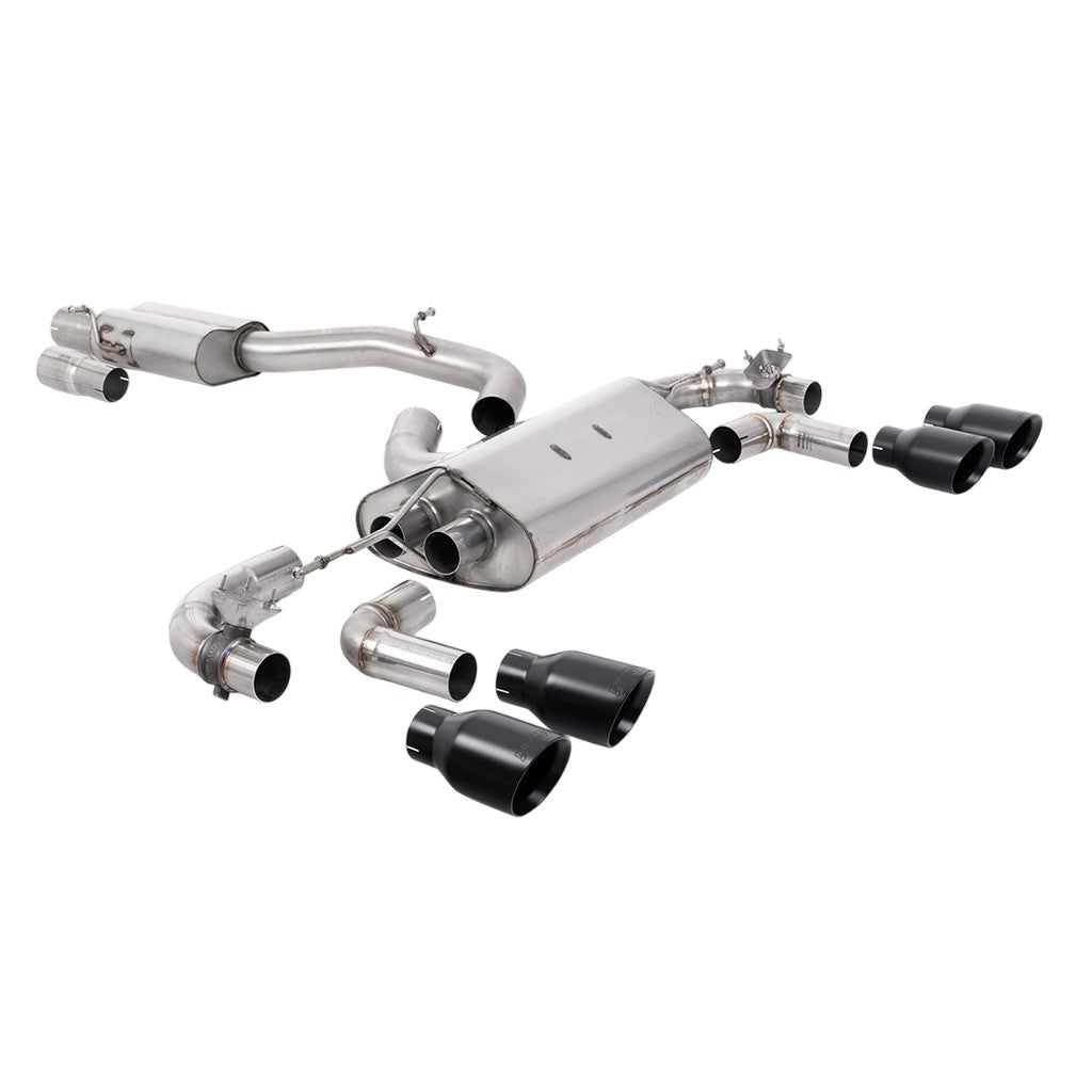 MILLTEK SSXVW652 Вихлопна система Cat-Back, 3.15" (насадки GT-100, чорний Cerakote) для VW Golf R (MK7.5) Photo-0