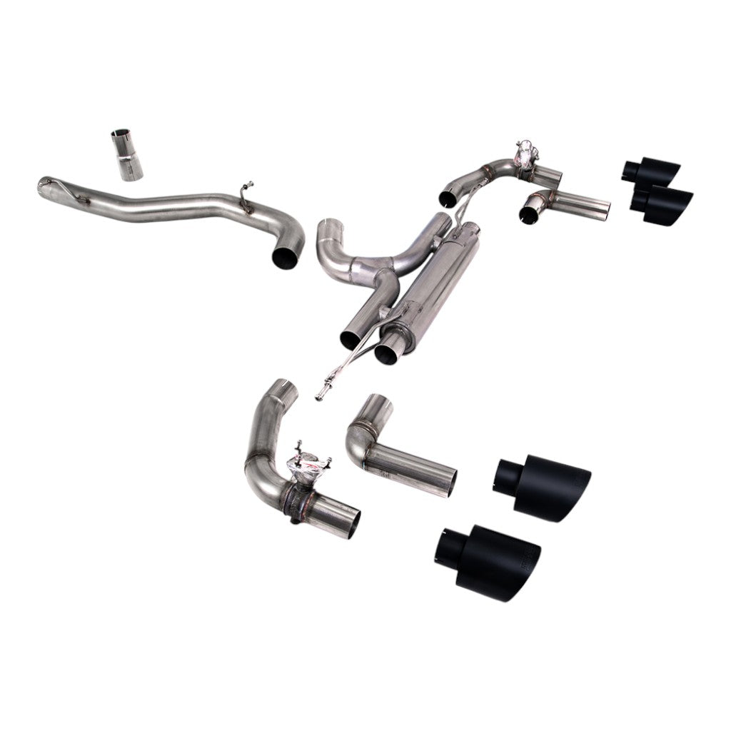 MILLTEK SSXVW668 Вихлопна система Filter-Back, 3.15" (насадки GT-115, чорний Cerakote) для VW Golf R (MK8) Photo-0