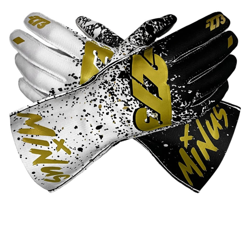 MINUS273 DRIPV3-BWG-L Рукавички для картингу Drip V3, Чорний / Білий / Золотий, Розмір L Photo-0