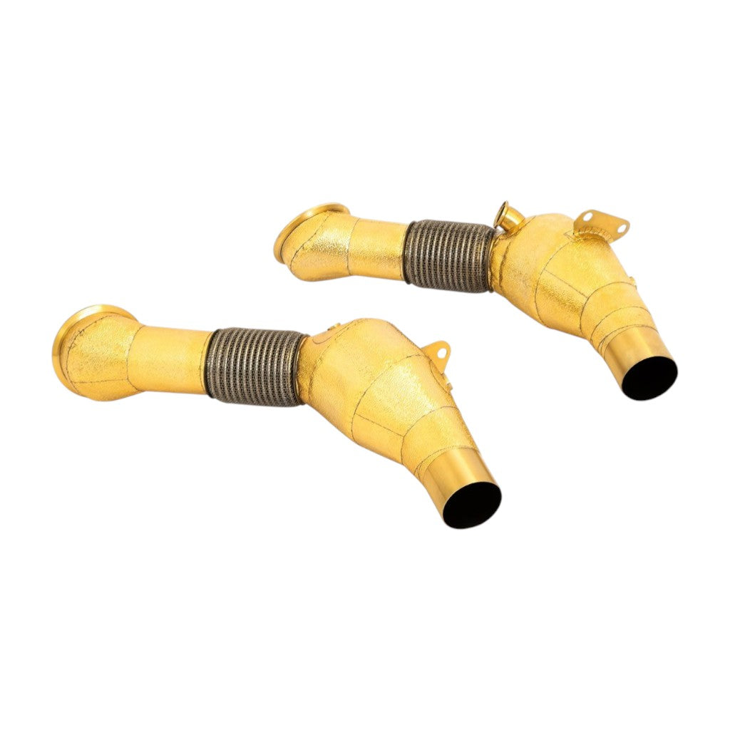 NOVITEC F1 090 79 Спортивні металеві каталізатори, позолочені, 2 шт для FERRARI SF90 XX / SF90 2019- Photo-0