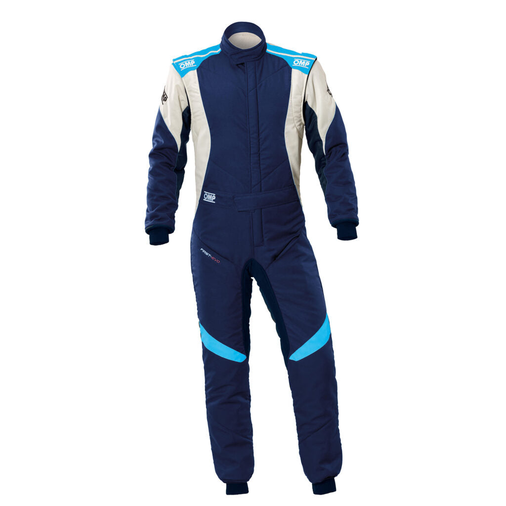 OMP IA0-1874-A01-244-52 Костюм для автоспорту First Evo My2025, FIA 8856-2018, Синій / Блактиний, Розмір 52 Photo-0