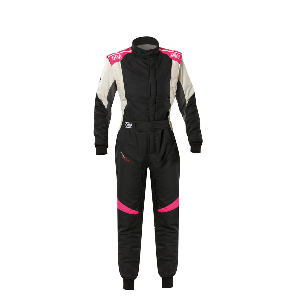 OMP IA0-1874-A02-277-42 Костюм для автоспорту First Evo Elle My2025, FIA 8856-2018, Чорний / Фуксія, Розмір 42 Photo-0