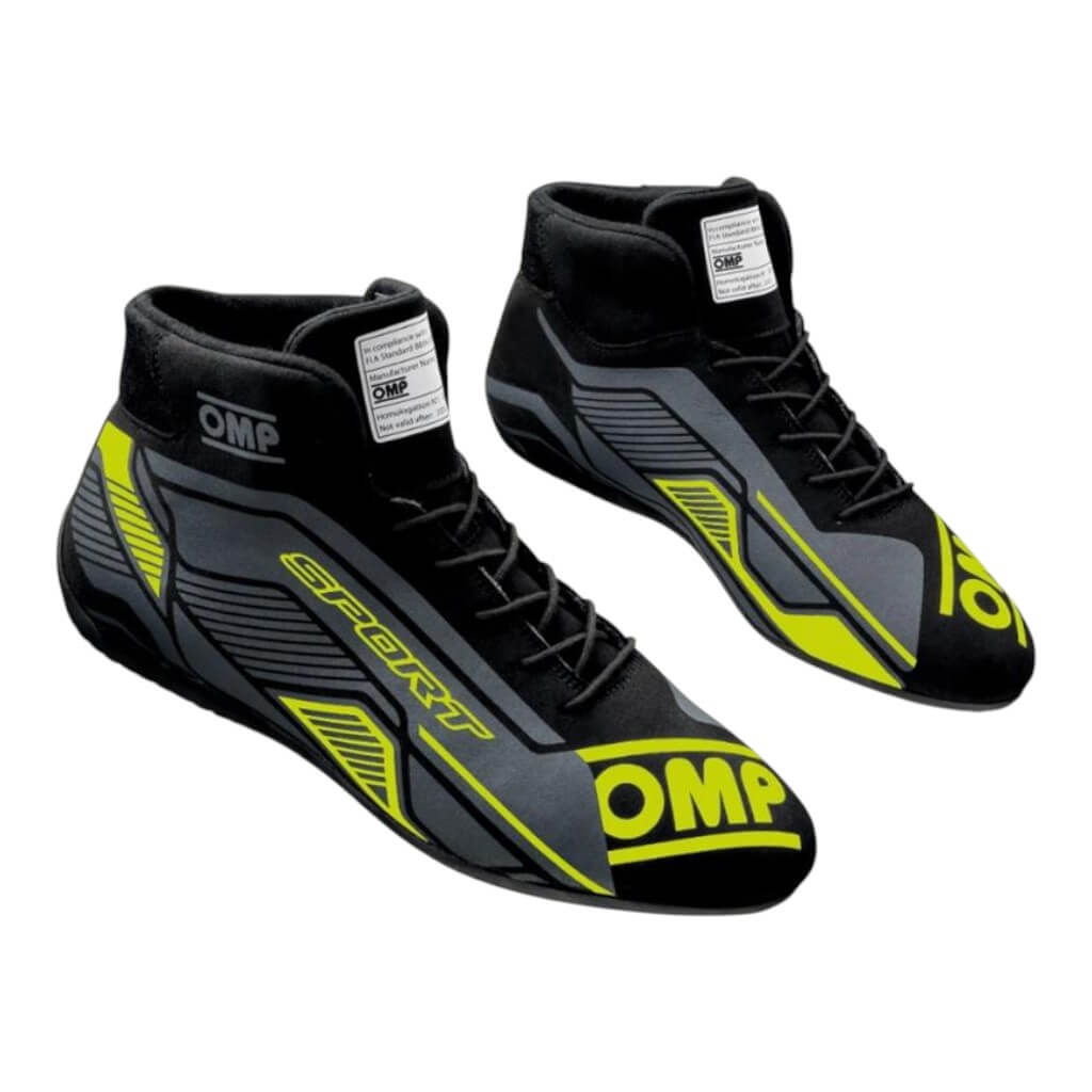 OMP IC0-0829-A01-178-46 Черевики для автоспорту OMP Sport, FIA 8856-2018, Чорний / Жовтий флуо, Розмір 46 Photo-0