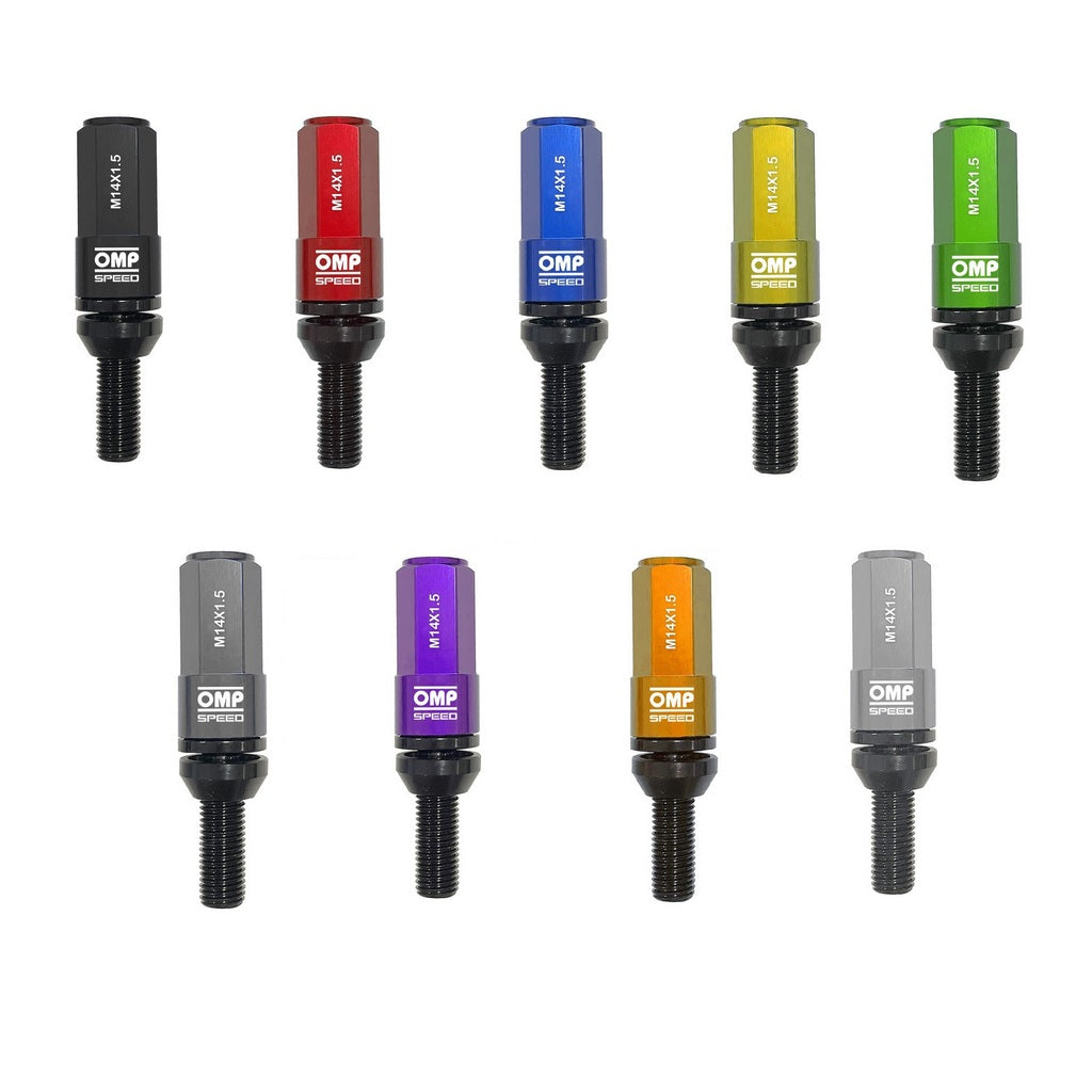 OMP OMPS09971404 Колісний болт з оболонкою з алюмінію M14x1.25 Hex: 17-19 L:28 мм Сірий 20+1 шт Photo-1