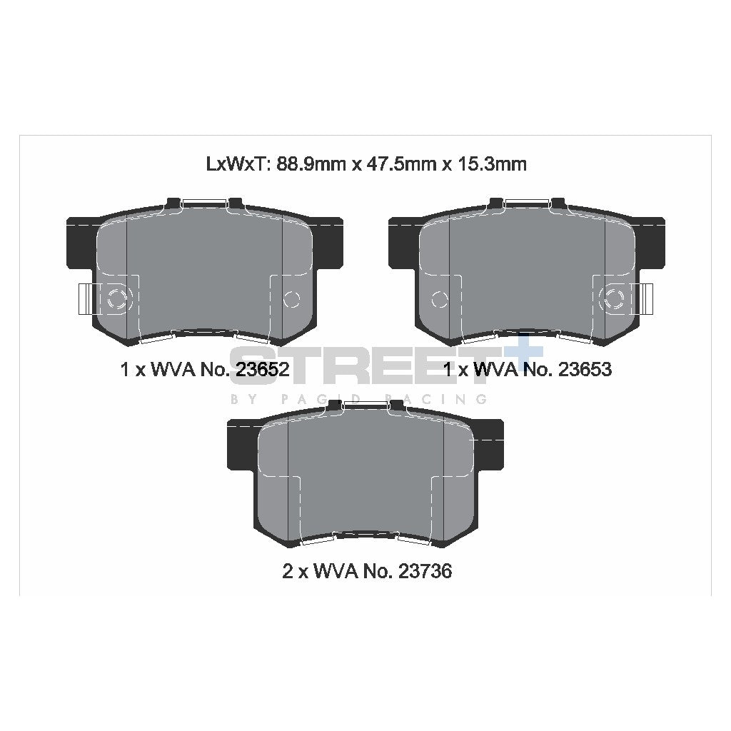 PAGID T8034SP2001 Задні гальмівні колодки STREET+ для HONDA Accord VII Tourer / ACURA RDX Photo-1