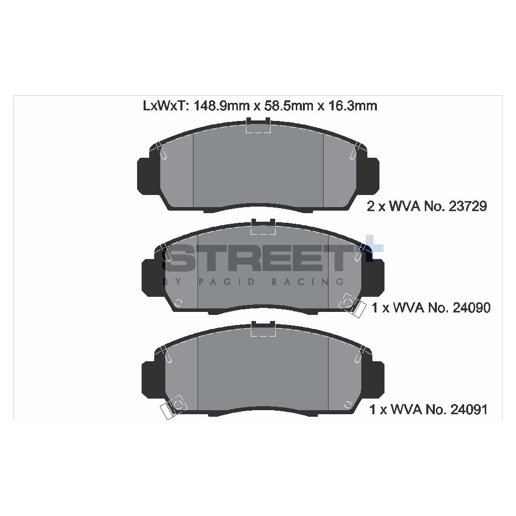 PAGID T8042SP2001 Гальмівні колодки передні STREET+ для HONDA ACCORD VIII-IX / HONDA CIVIC VII-IX / ACURA TSX Photo-1