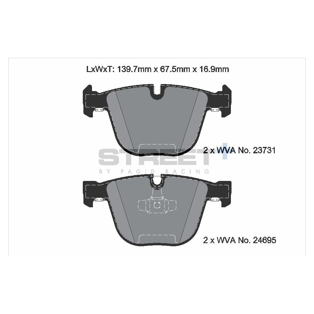 PAGID T8043SP2001 Гальмівні колодки задні STREET+ для ALPINA B7 / BMW 5 Gran Turismo (F07) / BMW 7 (F01, F02, F03, F04) Photo-1