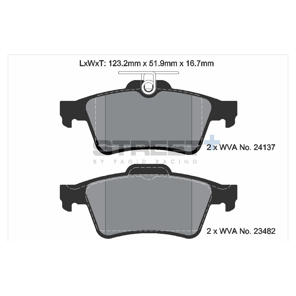 PAGID T8057SP2001 Гальмівні колодки задні STREET+ для JAGUAR XJ / FORD FOCUS II-III / VOLVO S40 Photo-1