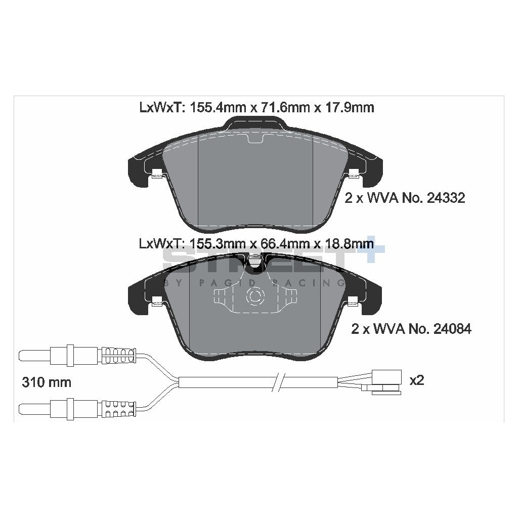 PAGID T8069SP2001 Гальмівні колодки передні STREET+ для CITROËN C5 / PEUGEOT 508 Photo-1