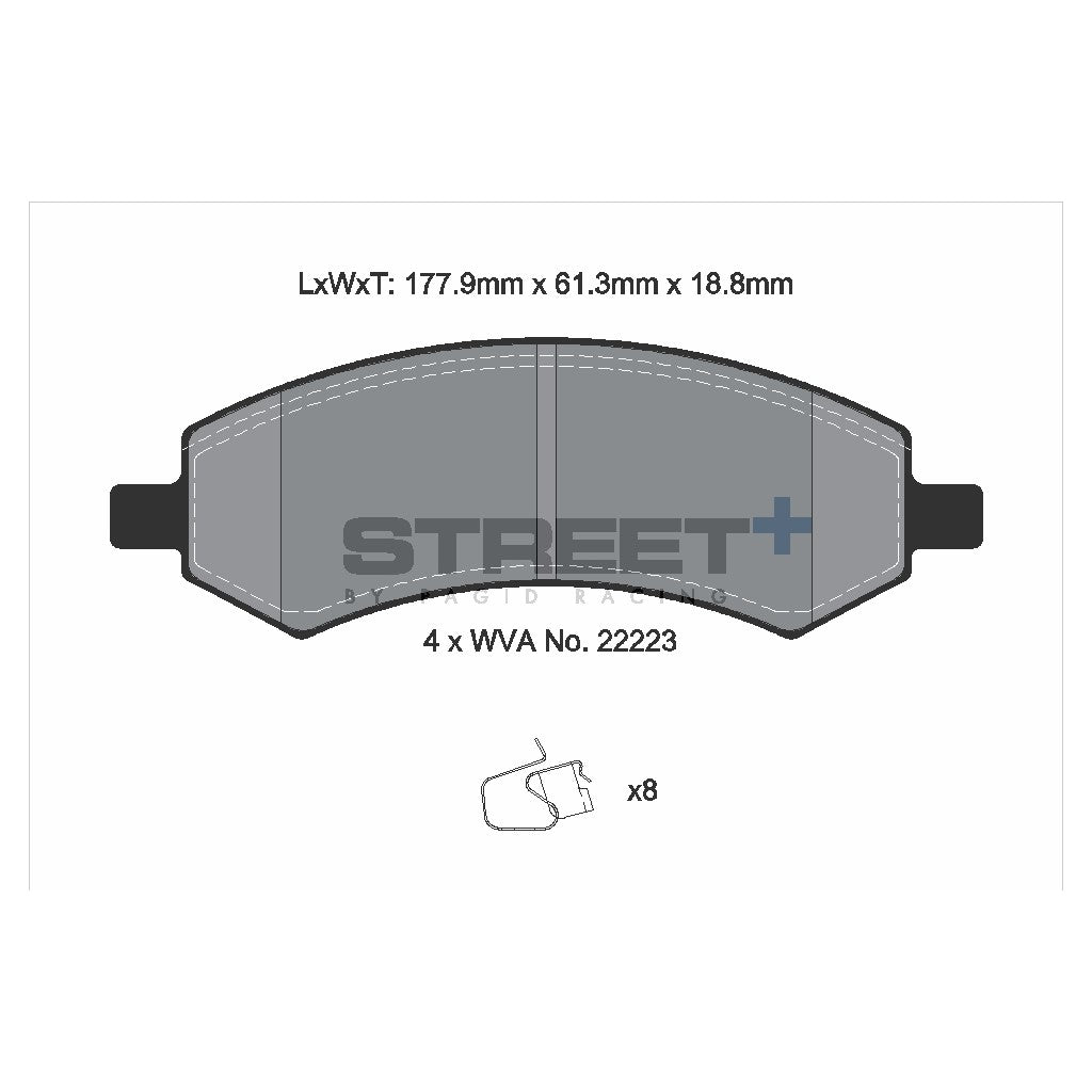PAGID T8136SP2001 Передні гальмівні колодки STREET+ для CHRYSLER Aspen / DODGE Dakota / RAM 1500 Crew Cab Pickup Photo-1