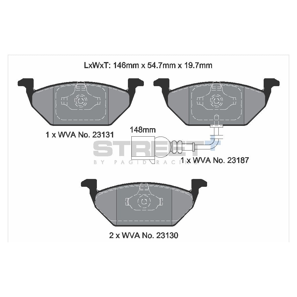 PAGID T8164SP2001 Передні гальмівні колодки STREET+ для AUDI A3 (8P1) / VW Golf VI (5K1) / SEAT Leon (1M1) Photo-1