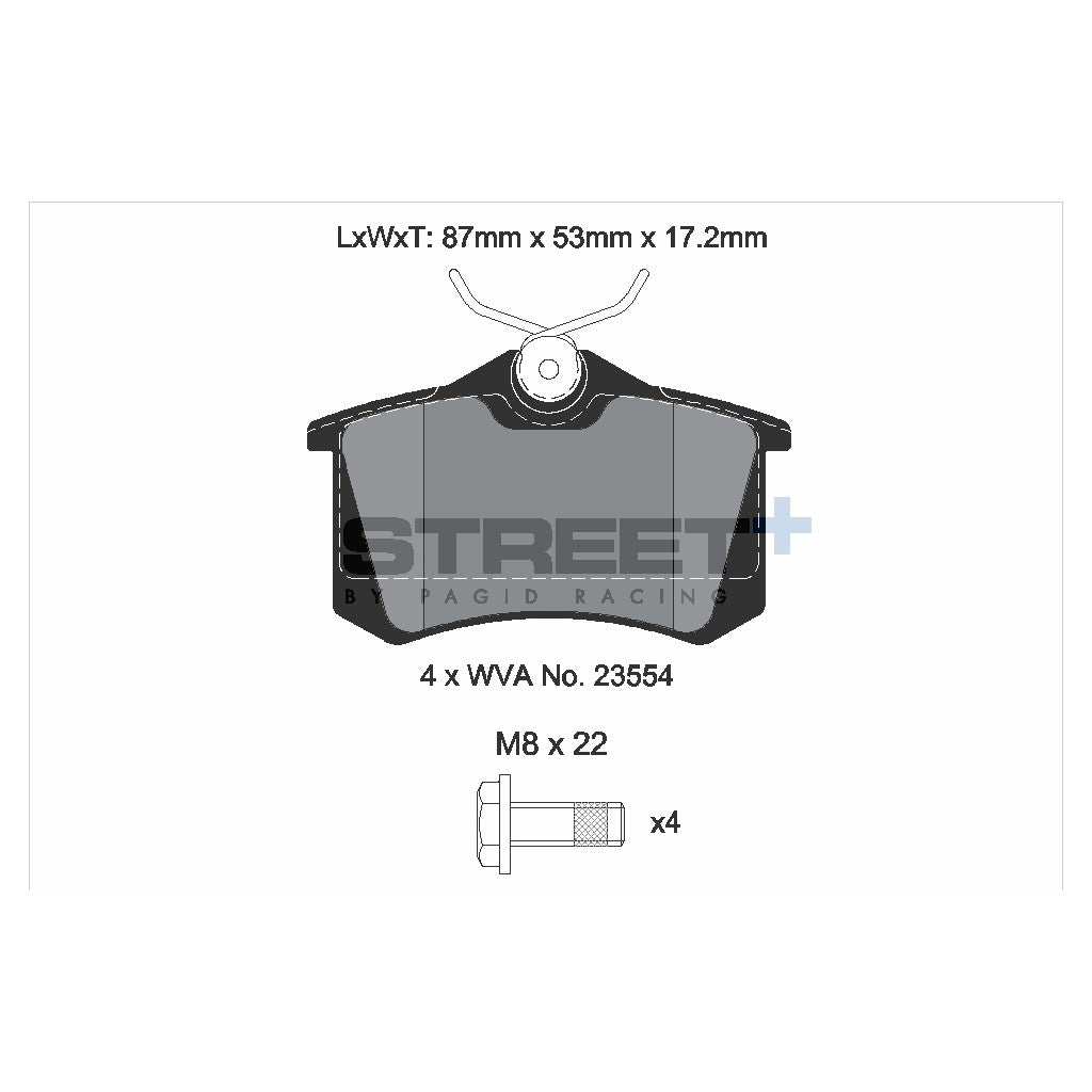 PAGID T8176SP2001 Задні гальмівні колодки STREET+ для A4 B7 Convertible (8HE) 2002-2009 Photo-1