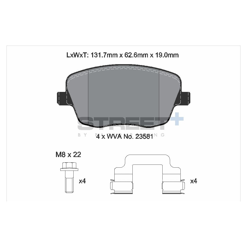 PAGID T8177SP2001 Передні гальмівні колодки STREET+ для SEAT Ibiza (6J1/6P5) / VW Polo (9A4/9A2/9N2/9A6) Photo-1