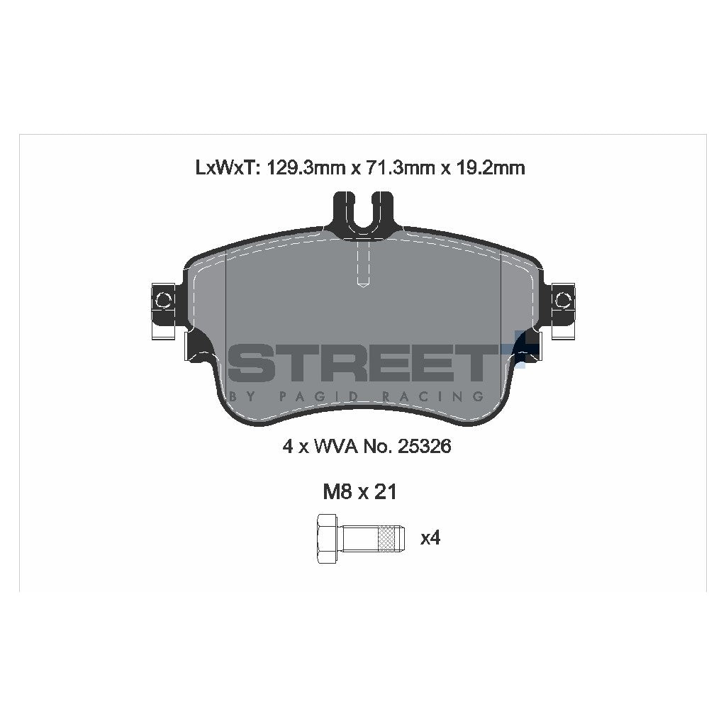 PAGID T8216SP2001 Передні гальмівні колодки STREET+ для MERCEDES-BENZ B-CLASS Sports Tourer (W246/W242) / A-CLASS (W176) / CLA Coupe (C117) Photo-1