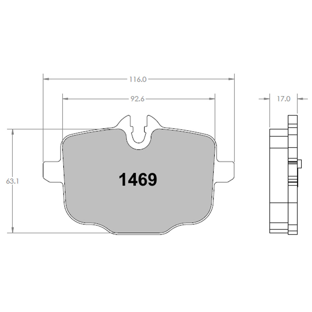 PFC 1469.332.17.44 Задні гальмівні колодки для BMW M2 (G87) / M3 (G80) / M4 (G82) / X3M (F97) / X4M (F98) (332 компаунд, 17 мм) Photo-1