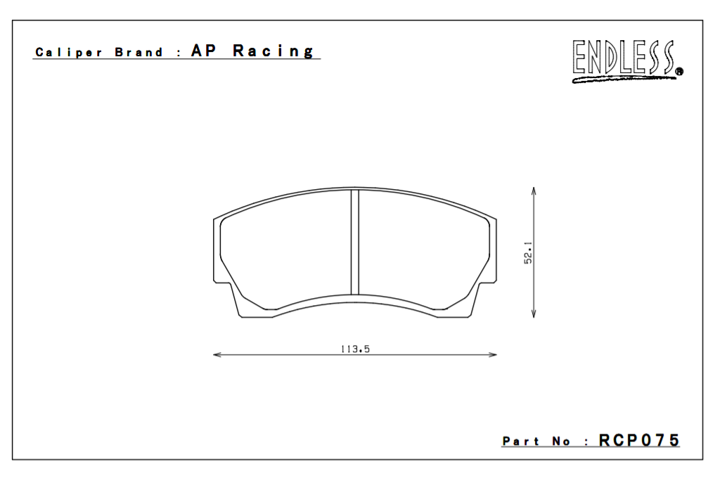 ENDLESS RCP075ME20 Гальмівні колодки зад SUBARU N4 гравій (16mm) Photo-0