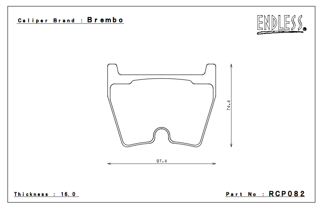 ENDLESS Rcp082me20 Гальмівні колодки 16mm Brembo caliper Photo-0