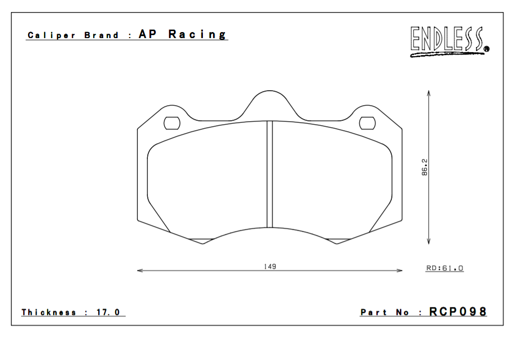 ENDLESS RCP098ME20 Колодки гальмівні CP7040/Seat Leon Supercopa Photo-0