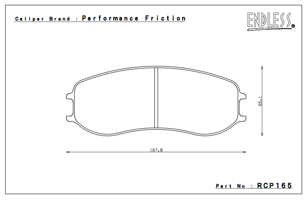 ENDLESS RCP165MA45B Гальмівні колодки передні для PORSCHE Cayman GT4 CS/991 CUP PFCs 28mm Photo-0