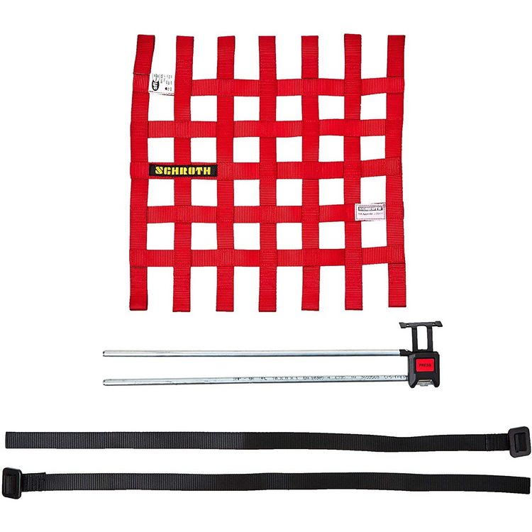 SCHROTH 09045-2 Сітка на вікно ліва 525 mm x 467 mm (20.7 "x 18.4") Червоний SFI/FIA Photo-0