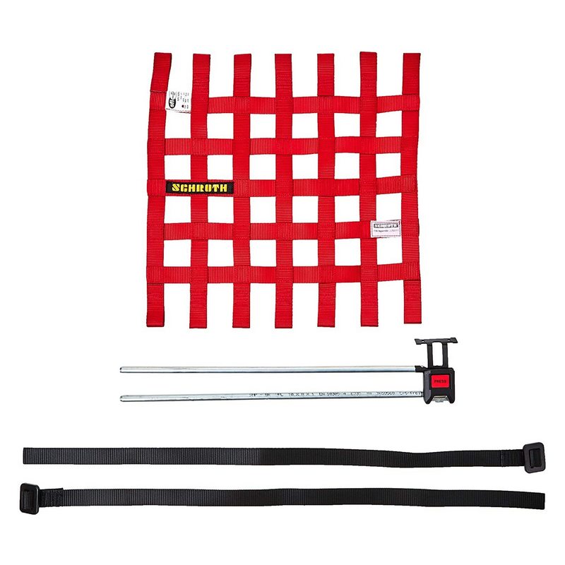 SCHROTH 09545-2 Сітка на вікно права 525 mm x 467 mm (20.7 "x 18.4") Червоний SFI/FIA Photo-0