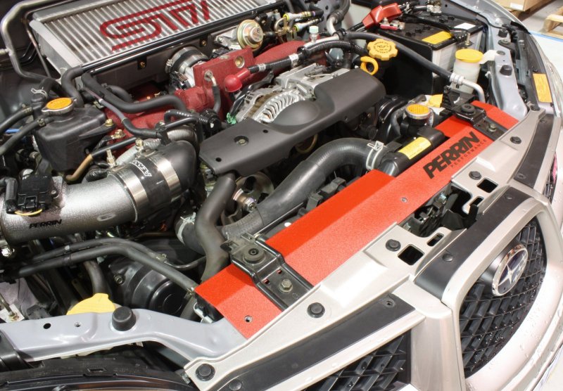 PERRIN PSP-ENG-501RD Пластина охолодження радіатора для SUBARU IMPREZA 02-07 WRX / STi (Червона) Photo-1