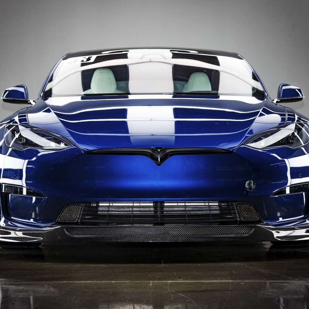 UNPLUGGED PERFORMANCE UP-MS2-365-1.1 Комплект переднього дифузора Autobahn, карбон глянець для TESLA Model S2 2021 Photo-0