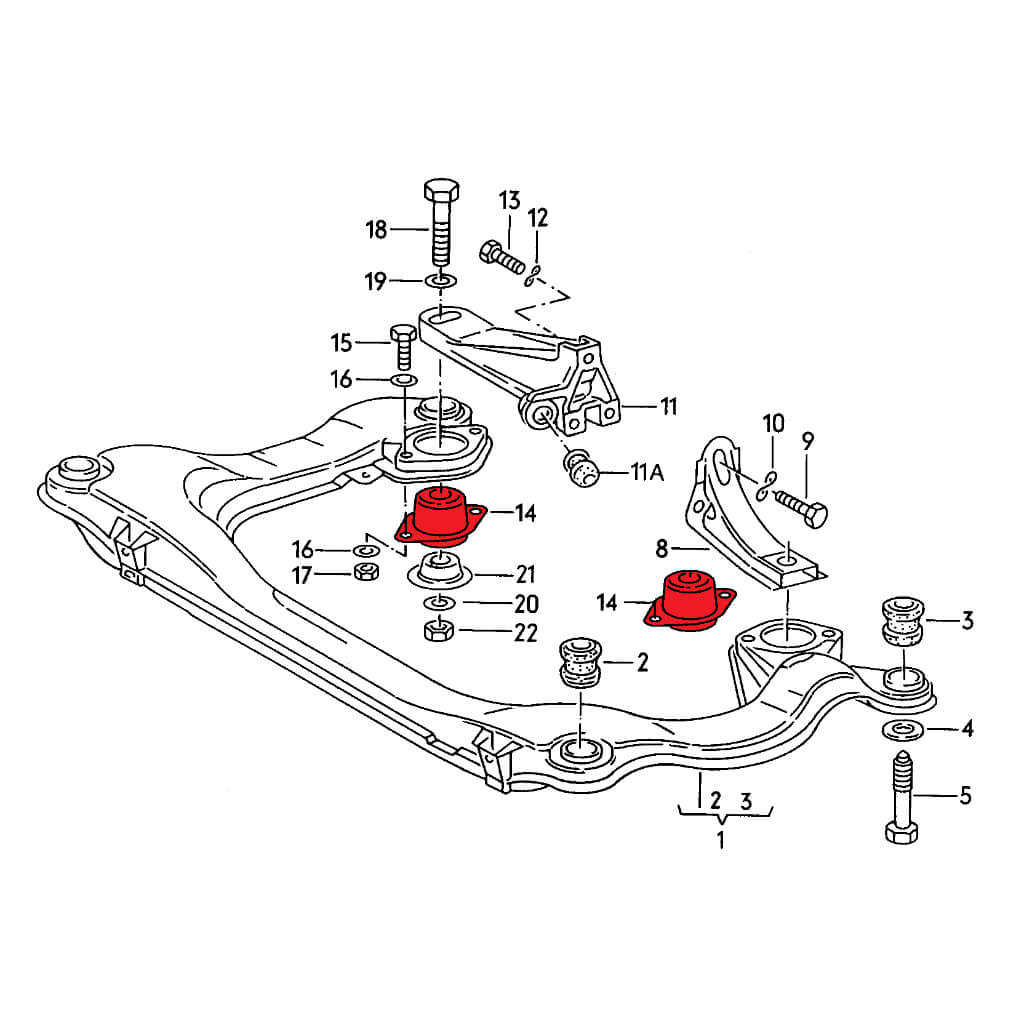 VERKLINE ELA-002-85 Комплект кріплень коробки передач (для треку) для AUDI RS2 / S2 (B4) Photo-2