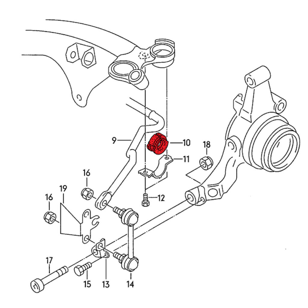 VERKLINE POW-006-85 Комплект втулок заднього стабілізатора 17 мм (для треку) для AUDI S4 / S6 (C4) Photo-2