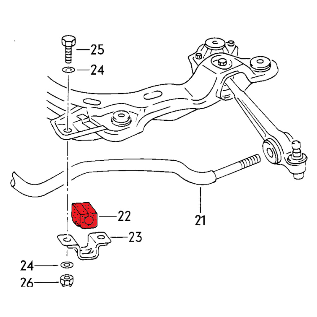 VERKLINE POW-014-75 Комплект поліуретанових втулок переднього стабілізатора 26 мм (для вулиці) для AUDI 200 (C3) Photo-2