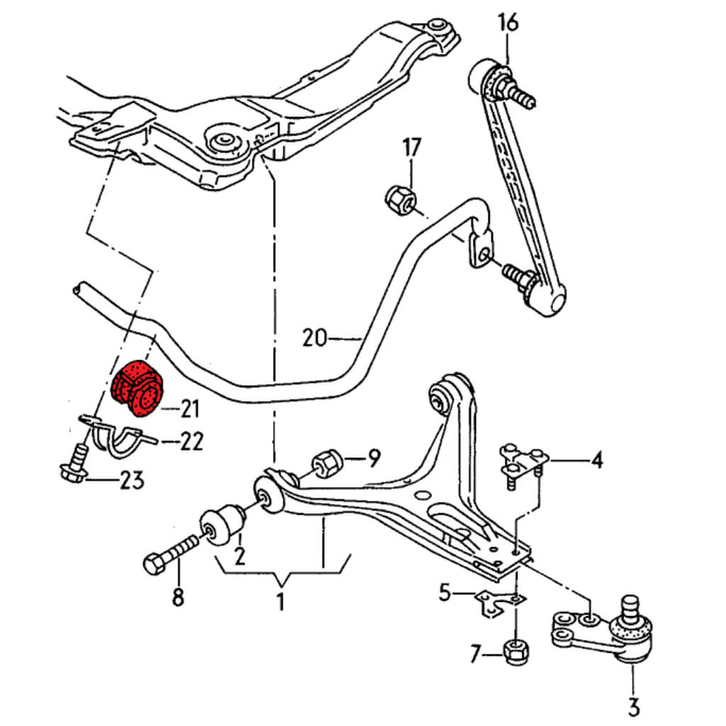 VERKLINE POW-019-85 Комплект поліуретанових втулок переднього стабілізатора 26 мм (для треку) для AUDI S2 (B4) Photo-2