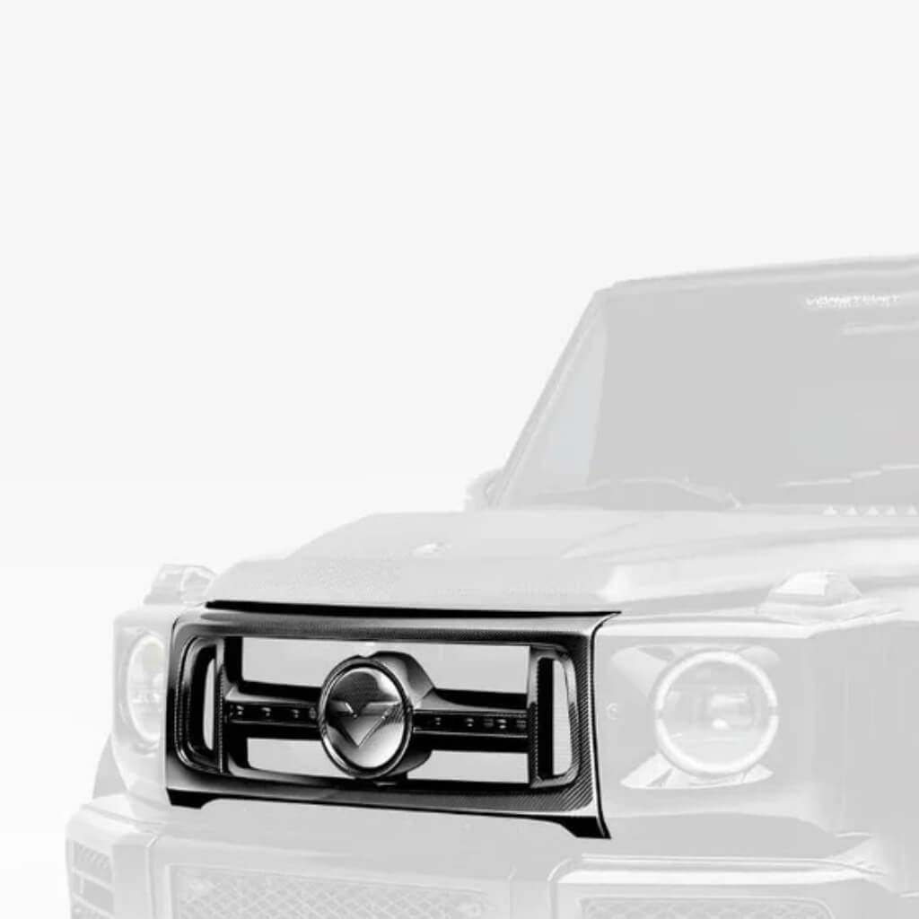 VORSTEINER MEV2005 Передня решітка з окремою центральною V-подібною деталлю VRS (глянцевий карбон) для MERCEDES-BENZ G63 AMG / G550 Photo-0