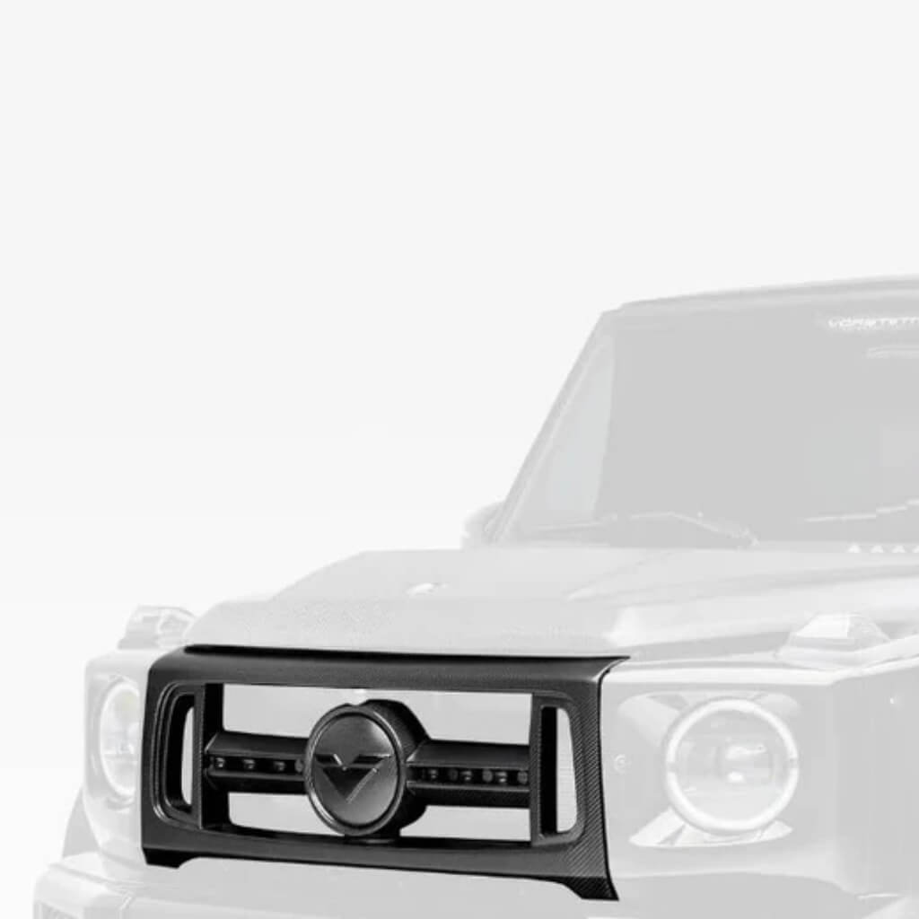 VORSTEINER MEV2006 Передня решітка з окремою центральною V-подібною деталлю VRS (сатиновий карбон) для MERCEDES-BENZ G63 AMG / G550 Photo-0
