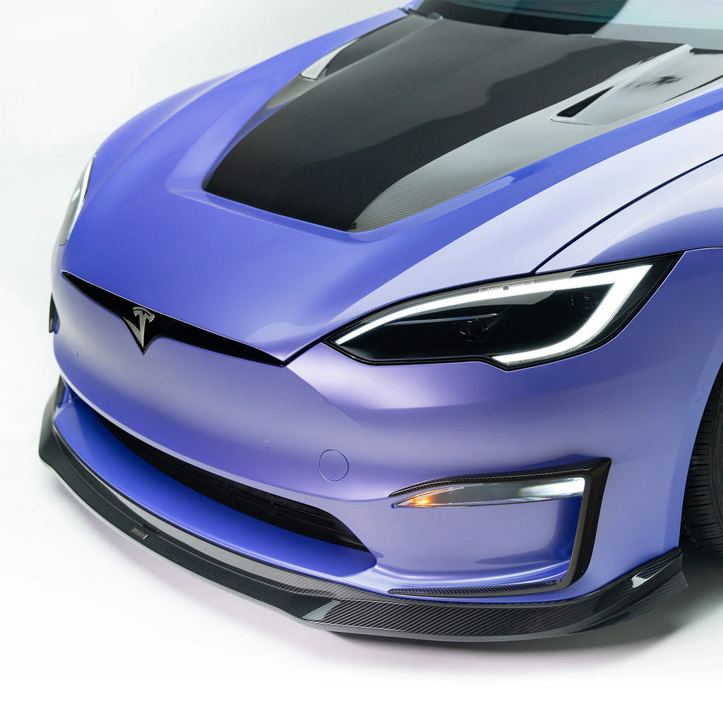 VORSTEINER TEV3021 Передній спойлер VRS (сатиновий карбон) для TESLA Model S Plaid 2021- Photo-1