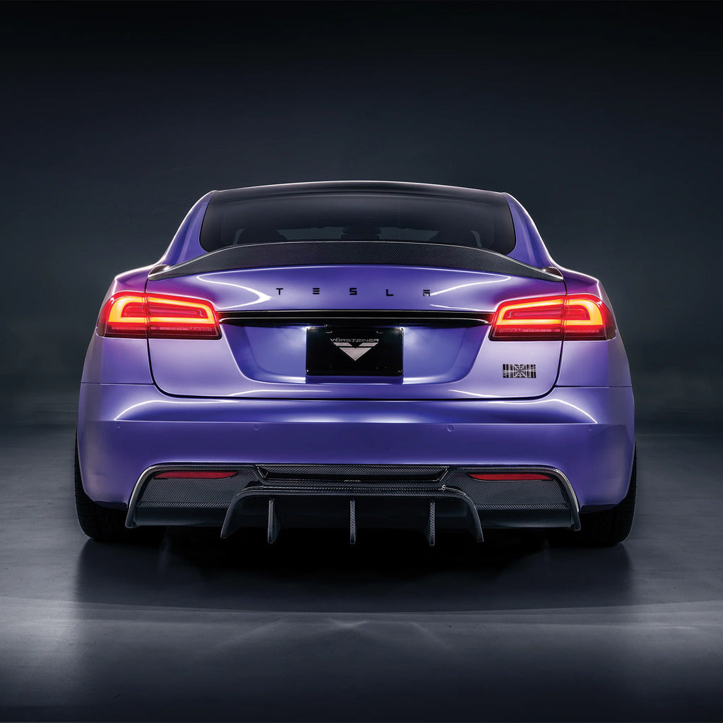 VORSTEINER TEV3040 Задній дифузор VRS (глянцевий карбон) для TESLA Model S Plaid 2021- Photo-1