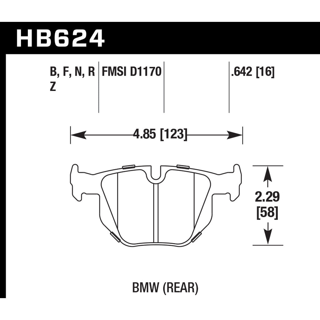 HAWK HB624F.642 Задні гальмівні колодки для BMW 335i/X1 xDrive35i 2010-2015 Photo-2 