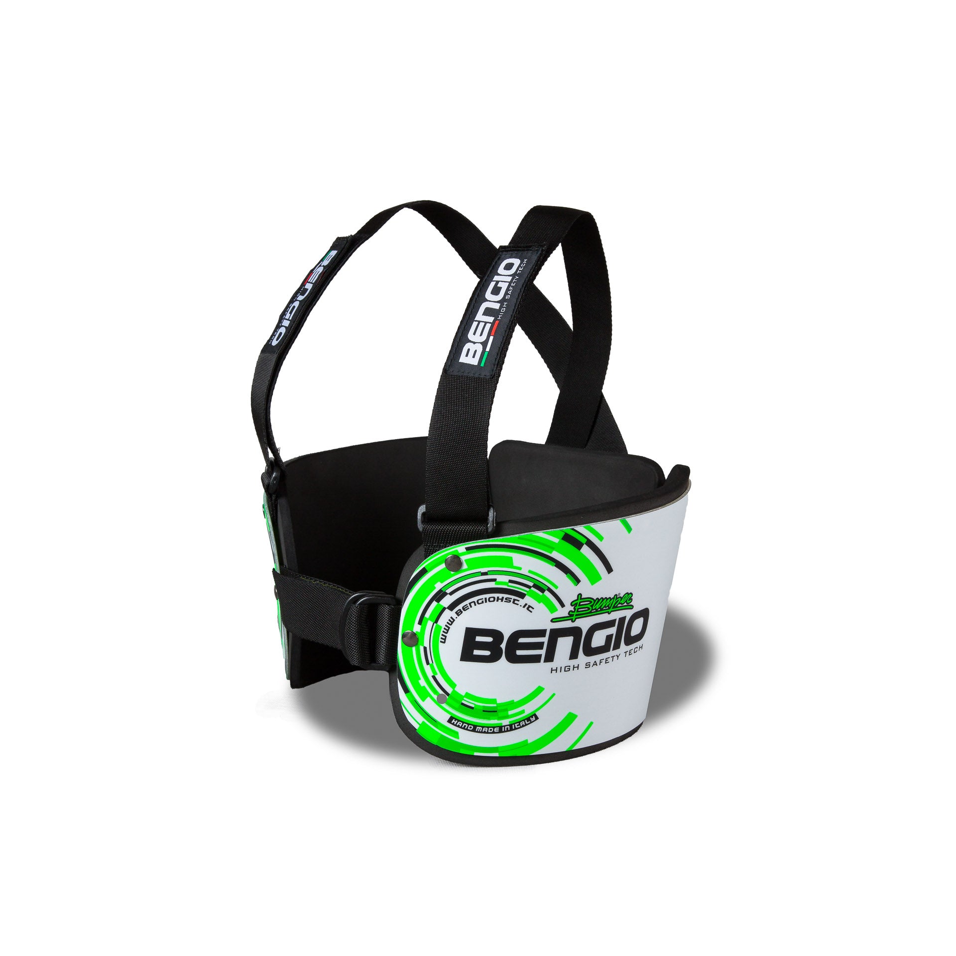 BENGIO STDSMWG BUMPER Standard Захист ребер для картингу, білий/зелений, розмір S/M Photo-1 