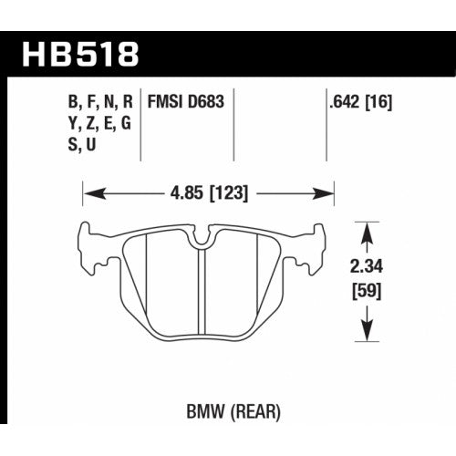 HAWK HB518B.642 Гальмівні колодки HPS 5.0 задні для BMW M3 Compeition 2006 +/Z4M Roadster Photo-2 