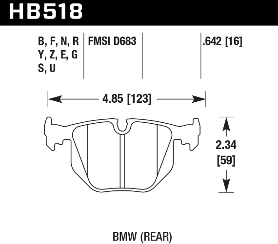 HAWK HB518U.642 Гальмівні колодки DTC-70 задні для BMW M3 Compeition 2006 +/Z4M Roadster Photo-2 